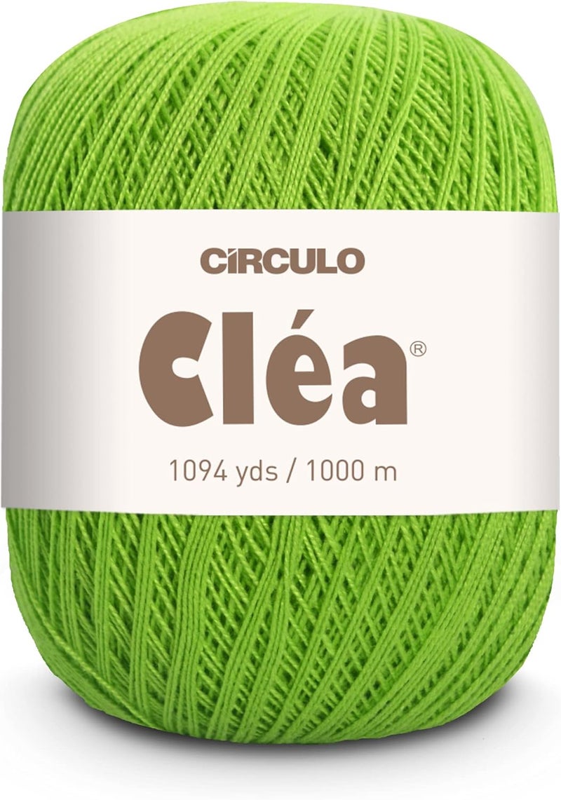 CRCULO Circulo Clea Yarn – Crochet Thread Fine Size 10-8/2 Perfect for Weaving - 100% Mercerized Brazilian Cotton (Pack of 1 Ball) – 5.3 oz, 1094 yds - Color: 5947 - Citrus Green - Image 1